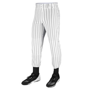 Pantalons de baseball et de softball grande taille personnalisés conçus de couleur blanche et bandes noires imprimées pantalons de baseball pour jeunes hommes - Product Image 1