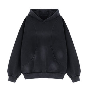 เสื้อมีฮู้ดแบบสวมหัวสำหรับผู้ชายโอเวอร์ไซส์ผ้าคอตตอนแบบวินเทจ - Product Image 2