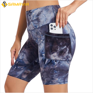 SAMAVIA Pantalones cortos de Yoga de cintura alta para mujer con bolsillos Pantalones cortos de gimnasio sublimados Fabricante para Reino Unido UE - Product Image 5