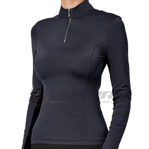 Haut athlétique pour femmes équestres tissu extensible respirant élégant évacuation de l'humidité séchage rapide chemise d'équitation légère conçue - Product Image 1