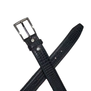 Cinturón de perfil de cuero azul con patrón de lagarto con hebilla de aleación con personalización de proveedor mayorista - Product Image 1