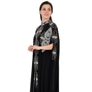 New Style Dubai Saudi Arabian Plus Size Women Muslim Modest Eid Abaya <b>Floor</b> Length Georgette Dress for Holidays Vacation Wear - Product Image 1