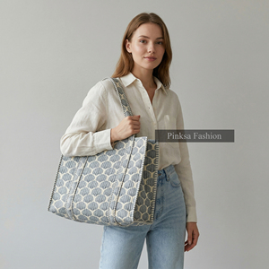 Indian Hand Block Print Quilted Cotton Summer Open Tote <b>Bag</b> Women Large <b>Fabric</b> Shopper Shoulder Wholesale Manufacturer - Product Image 2