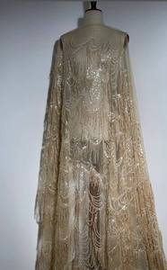 Richly adorned evening lace. Abstract pattern with <b>beaded</b> <b>fringes</b>. High-quality craftsmanship, perfect for evening gowns - Product Image 3