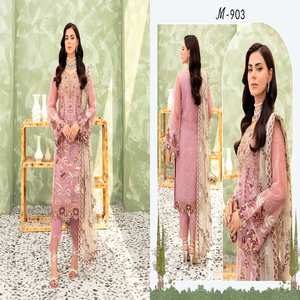 Ramsha Collection Women's Organza Salwar Kameez with Heavy Embroidery for Indian <b>Pakistani</b> Wedding <b>Dresses</b> and Parties - Product Image 5