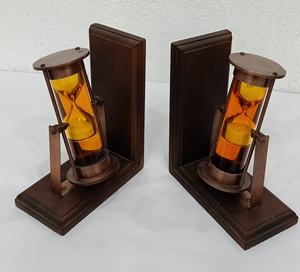 Bookends <b>Sand</b> Timer Brown Wooden Bookends Library Collectible Bookends Book Stand Holder Office Desk <b>Decor</b> - Product Image 4