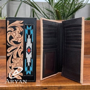 2025 à la mode véritable usiné à la main en cuir perlé portefeuille luxe mince hommes longue fermeture éclair multifonctionnel exclusif portefeuilles pour hommes - Product Image 1