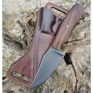 Cuchillo MORTAL SAGA de Acero de Damasco, Hoja Fija Multifuncional, Recubrimiento de Polvo Negro, para Campismo y Senderismo al Aire Libre - Product Image 5