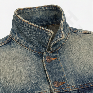 Veste en jean décontractée d'hiver de qualité supérieure, personnalisable, nouvelle collection, qualité durable, col montant réversible, logo personnalisé sur le devant, meilleur prix - Product Image 4