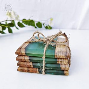 Posavasos de Resina de Madera Natural de Alta Calidad Hechos a Mano, Estilo Bohemio, Diseño Ecológico, Forma Personalizada, Empaque para Bebidas - Product Image 1
