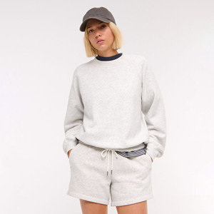 Custom Logo fashion Women's Jogger Short Sets Outdoor Sportswear Two Piece <b>Crewneck</b> Sweatshirt and Shorts Set for Women - Product Image 5