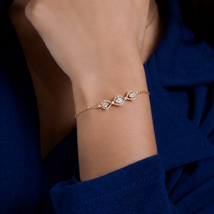 Bracelet chaîne en or pur 18 carats ou en argent avec diamant de laboratoire en forme de marquise infini, prix d'usine, pour filles et femmes - Product Image 2