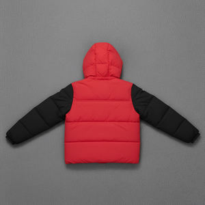 Vestes matelassées pour femmes en gros, couleur rouge unie, tissu 100% polyester, manches longues, style fermeture éclair, respirant, manteau à bulles pour femmes - Product Image 3