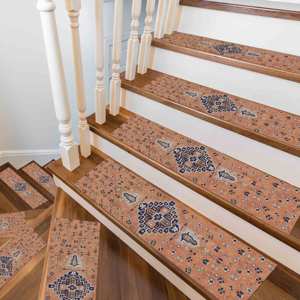 Tapis imprimé - Design bohème bleu marine vibrant, moderne, rond, pour escalier, luxe, cadeau, lavable en machine, gobelin - Product Image 2