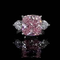 Bague sertie de diamants roses vifs fantaisie de 8,18 ct, cultivés en laboratoire, VS1, certifiée IGI 582359543, argent plaqué or 14k/18k, pour femmes