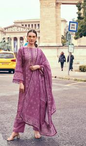 Impresiones digitales de algodón puro de césped con todo el trabajo original de Chikankari Salwar Kameez para adultos Top Bottom y Dupatta - Product Image 6