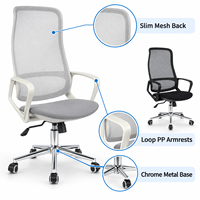 Chaise de bureau légère à dossier haut en maille avec base chromée
