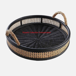 Plateau de service rectangulaire en rotin naturel de qualité supérieure avec poignées plateau de Table basse décoratif et polyvalent prix d'usine - Product Image 4