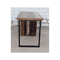 Escritorio industrial de hierro y madera con 3 cajones, muebles de estudio modernos para sala de estar, negro y madera Metal, acabado de cera PP, 130x60x76 cm