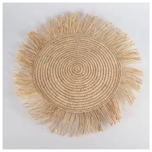 Wholesale Round Rattan <b>Woven</b> Eco-friendly Reusable <b>Placemat</b> Customizable Logo Embroidered Design Wedding Use 13x13 15x9 Inches - Product Image 6