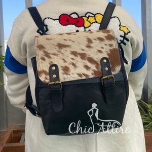 2025 Hot Selling Trendy Real Cowhide Leather Backpack Western Style Unisex 2-in-1 Multi-Use School Bag Wholesale Bulk <b>Deals</b> - Product Image 1