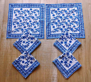 Durable Long Lasting <b>Block</b> <b>Printed</b> Fabric Cotton Quilted Tea Coaster With Piping Edge Hot Pots Drinks Mats Table Accessories - Product Image 4