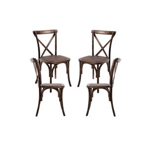 ชุดเก้าอี้กางเขนสไตล์โบราณ4ชิ้นประกอบด้วยโพลีโพรพีลีนแบบวางซ้อนกันได้พร้อมเอฟเฟกต์ไม้สำหรับสวนกลางแจ้งหรือเฟอร์นิเจอร์ห้องนั่งเล่น - Product Image 1