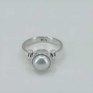 925 Sterling Silver Handmade <b>Dainty</b> Pearl <b>Ring</b> White Freshwater Boho June Birthstone Gift for Promises - Product Image 2