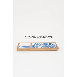 ถาดเสิร์ฟชาและกาแฟทำจากไม้สีน้ำตาลพร้อมที่จับเหล็กถาดอาหารสุดสร้างสรรค์ทันสมัยสีน้ำตาล - Product Image 4