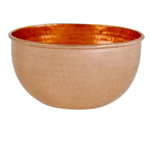 Tazón de mezcla redondo pulido de cobre con mango de latón Vajilla Tazón para servir alimentos y frutas Fabricación en India - Product Image 4