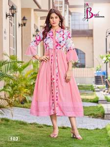 Latest Designer Fab Zone Fancy Anarkali Gown Georgette Printed <b>Stitched</b> for Adults on Special Occasions - Product Image 3