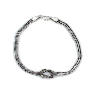 Bracelet tennis en argent sterling 925 avec chaîne queue de renard et nœud d'amour, accessoire de mode - Product Image 1