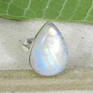Handmade 92.5 Silver <b>Fine</b> <b>Ring</b> with Natural Rainbow Moonstone Dainty Geometric Design Platinum Rhodium Plating for Promises - Product Image 6
