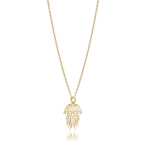 สร้อยคอจี้ดีไซน์รูปแมงกะพรุนชุบทอง925เงินสเตอร์ลิงตัดด้วยเลเซอร์ทำด้วยมือเครื่องประดับแบบตุรกี - Product Image 1