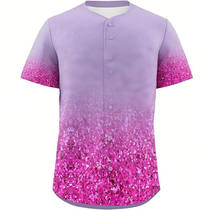 เสื้อเจอร์ซีย์เบสบอลระบายอากาศได้ดีผ้าโพลีเอสเตอร์คอวี100% พิมพ์ลายดิจิทัลโลโก้ออกแบบได้ตามต้องการใหม่ - Product Image 4