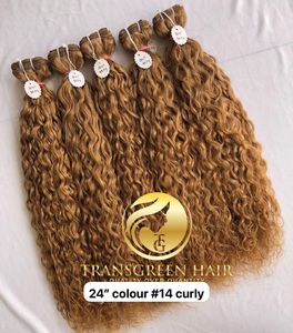 Vente en gros de 100% qualité supérieure 24 ''paquets de cheveux humains bouclés à cuticule alignée frontal naturel #14 vague de cheveux humains bruts - Product Image 2