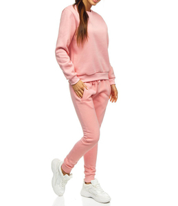 Sudadera de terciopelo para mujer con capucha y cremallera y pantalones relajados, atuendo cálido y cómodo para un viaje acogedor o a la moda - Product Image 4