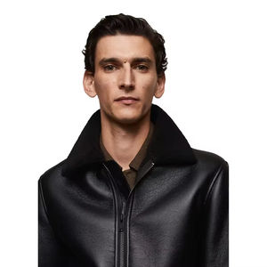 Bomber cuero moda Otoño Invierno motocicleta chaqueta moda invierno cremallera completa cuero motocicleta chaqueta - Product Image 4