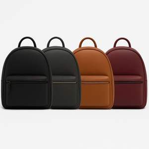 Sac à dos classique en cuir véritable pour hommes et femmes avec fermeture éclair et poche Simple et durable - Product Image 6