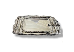 Bandeja de servicio de acero inoxidable y latón, vajilla de cocina de forma redonda, bandeja decorativa para servir comida, té y café - Product Image 3