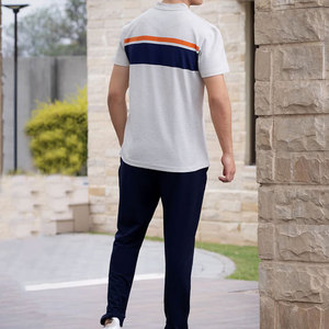 Conjunto de chándal de verano a la moda con cintura elástica y pantalones cónicos Conjunto de chándal de mezcla de algodón suave - Product Image 6