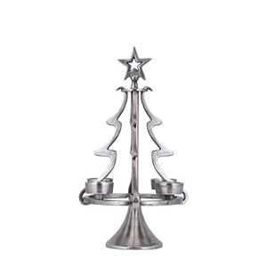 Portavelas de Metal con Forma de Árbol Plateado con Diseño de Estrella, Color Personalizado, Duradero, Control Manual, Alta Calidad Navideña - Product Image 1