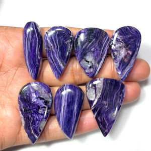 Boucles d'oreilles cabochon en charoite naturelle de qualité AAA bijoux en pierre faits à la main différentes tailles couleurs mélange forme accessoires de pierres précieuses en vrac - Product Image 1