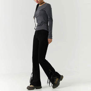 Votre propre Logo Design femmes entraînement Flare pantalon de survêtement femmes coton personnalisé taille haute pantalons de Yoga pour les femmes - Product Image 2