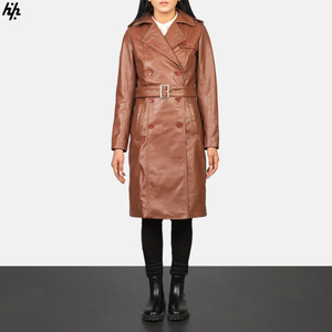 Fashion Popular Autumn <b>Coats</b> Breathable Custom logo Top Trending <b>Leather</b> <b>Trench</b> <b>Coat</b> Outdoor <b>Coats</b> for Ladies - Product Image 1