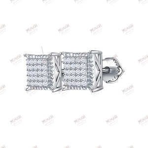 Boucles d'oreilles élégantes en forme de diamant carré avec un design de grappe brillant Une touche intemporelle de luxe pour toutes les occasions - Product Image 4