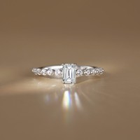 Superbes bagues de fiançailles et de mariage en argent S925, serties de diamants simulés D VVS1 et de moissanite taille émeraude, collection Éternité