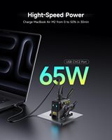 Chargeur USB C GravaStar Alpha65 65W pour bloc de chargeur GaN rapide à 3 ports pour iPhone avec fonctions murales pliables compatibles QC2.0 PD
