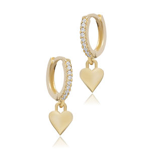 Popular corazón encanto CZ piedra pendientes turcos venta al por mayor hecho a mano 925 joyería de plata esterlina - Product Image 3