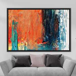 Modern Abstract Orange Art Print Canvas - Contemporary Home Decor,1P:Black <b>Framed</b> - Product Image 1